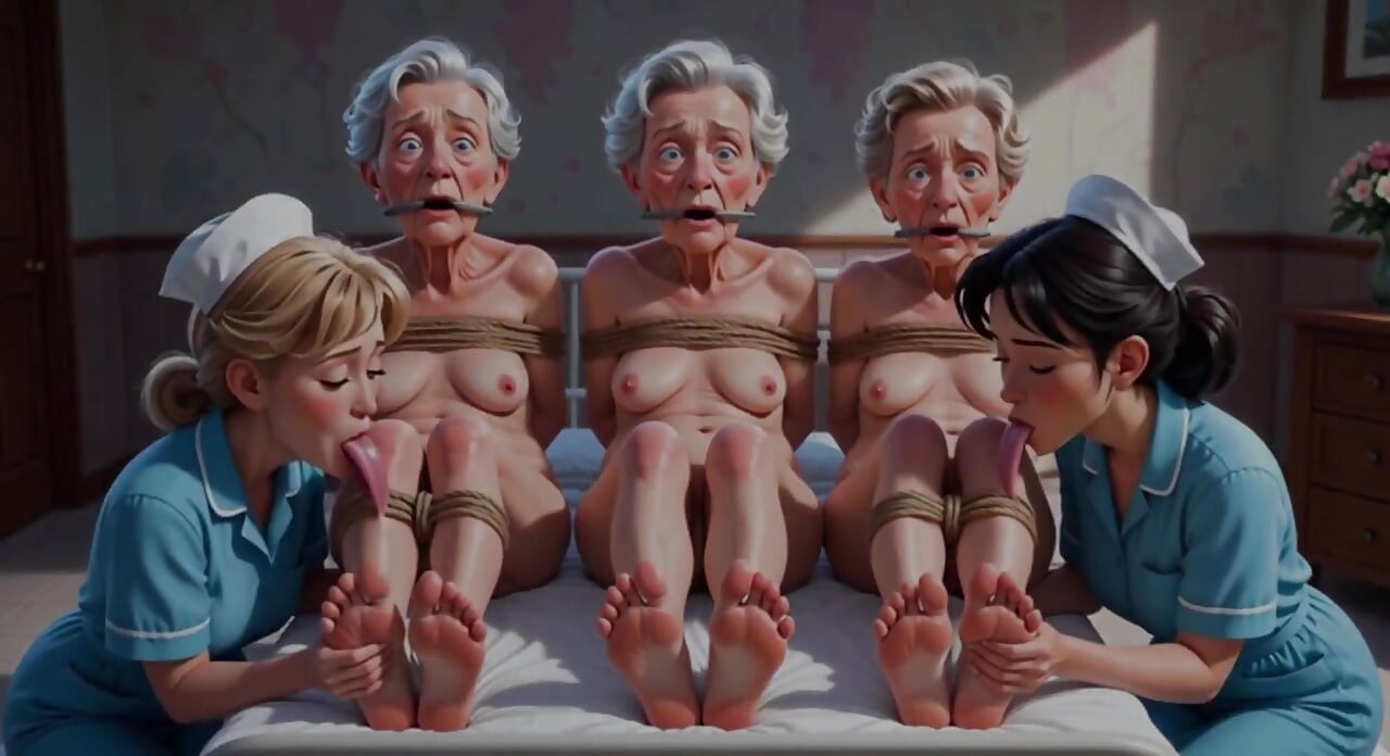 Nurses Lick Elderly Feet in Asylum - Grannies Having Intense Orgasms