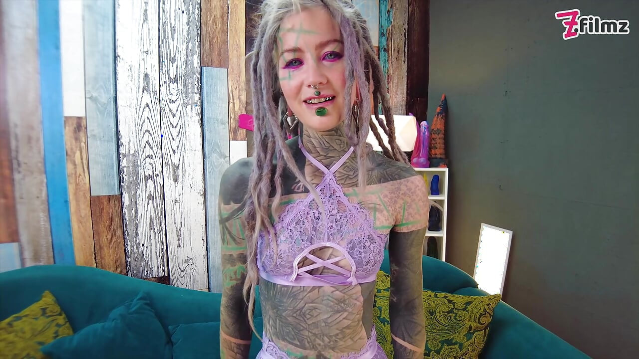 Sexy HIPPIE in Lingerie has wild sex with interviewer