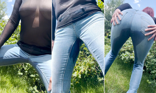 Beim Spazieren gehen in die Jeans gepisst