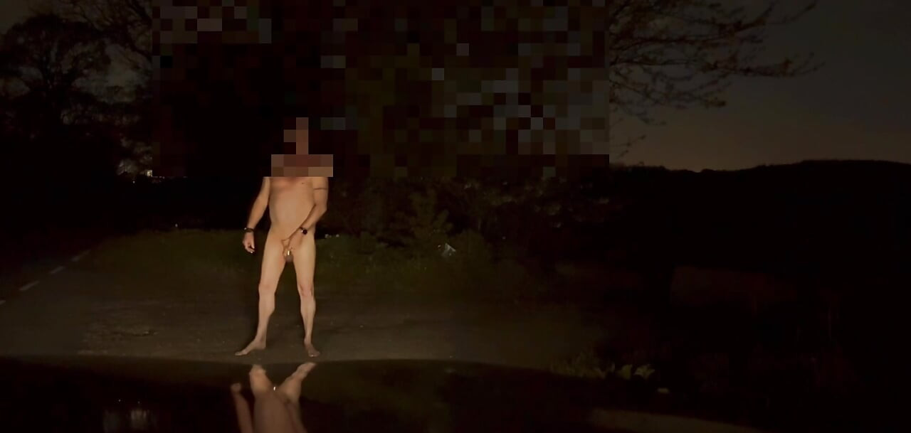 Busting a nut in the rain naked