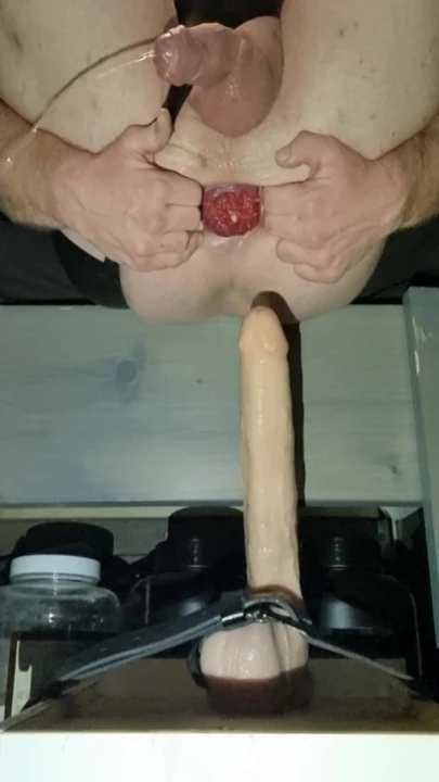 Powerful moment from "Big Natural Boobs TS Bailey Jane Leaking Cum x Piss While Riding BIG Dildo Including Prolapse"
