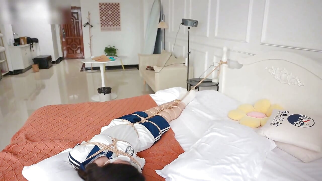 The Innocent Girlfriend Is Bound with Ropes in Her College Uniform