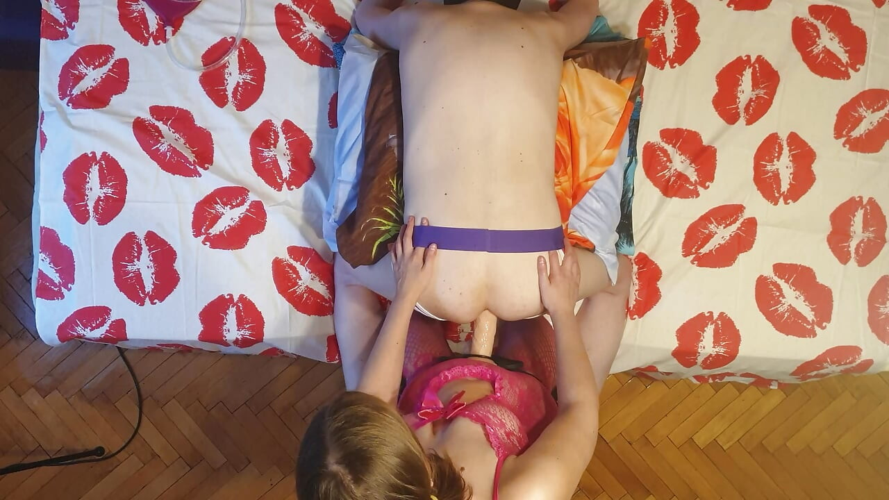 Anastasia Mistress Dominant wife doing BDSM and humiliation with her loser husband strapon homemade