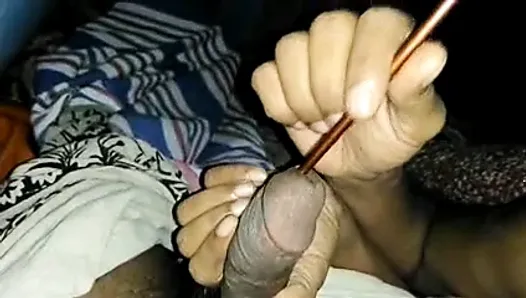 wife doing cock insertion and handjob