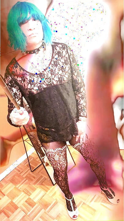 Sissy Slut Kandi In Lace & Platform Heels