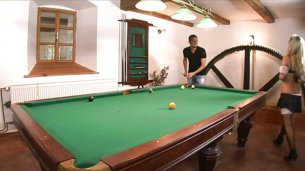 Sexy french maid slammed in a billiard table