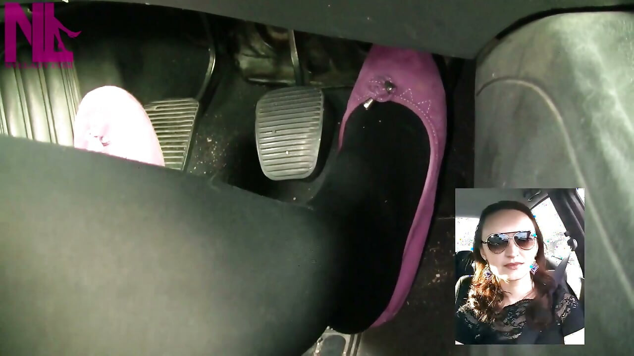 Driving in Black Thick Nylons and Pink Ballet Flats