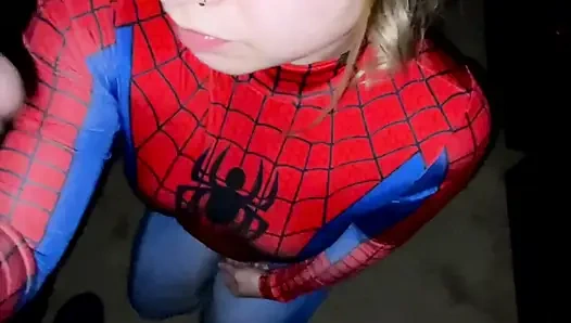 Spidey woman takes big black cock in cosplay sex