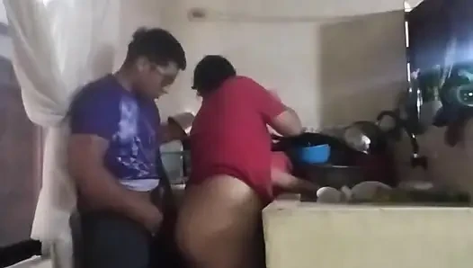 Fucking the Maid in the Kitchen When My Wife Is in the Living Room