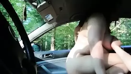 Chubby pregnant wife rides stranger’s cock in car