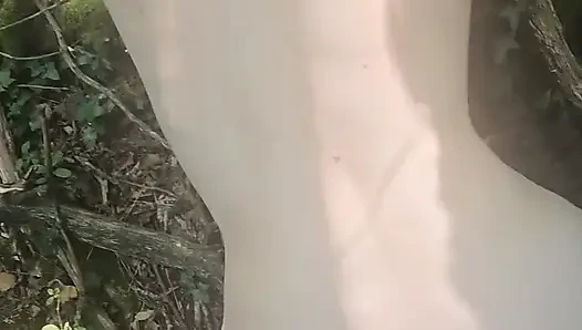 I was touching myself in the woods when a voyeur caught me and fucked my pussy.