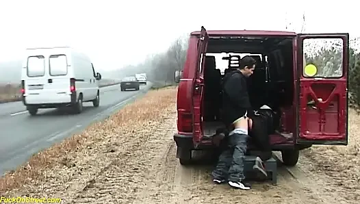 Crazy German couple fucking on street