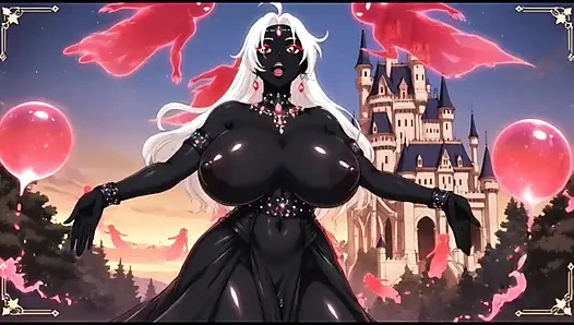 Gadis penyihir gelap menari di kastilnya (animasi Ai)