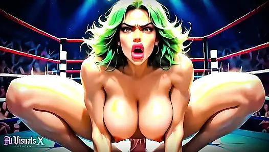 (4k) Ai 3d animasi - pelacur bimbo rambut hijau dientot toketnya dan dientot habis-habisan di cincin gulat (ai visual x)