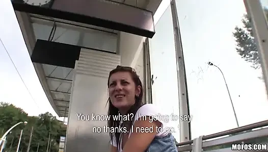Public Pickups - Euro Redhead Shows off Her Tight Bud and Takes Load on Her Tight Pussy