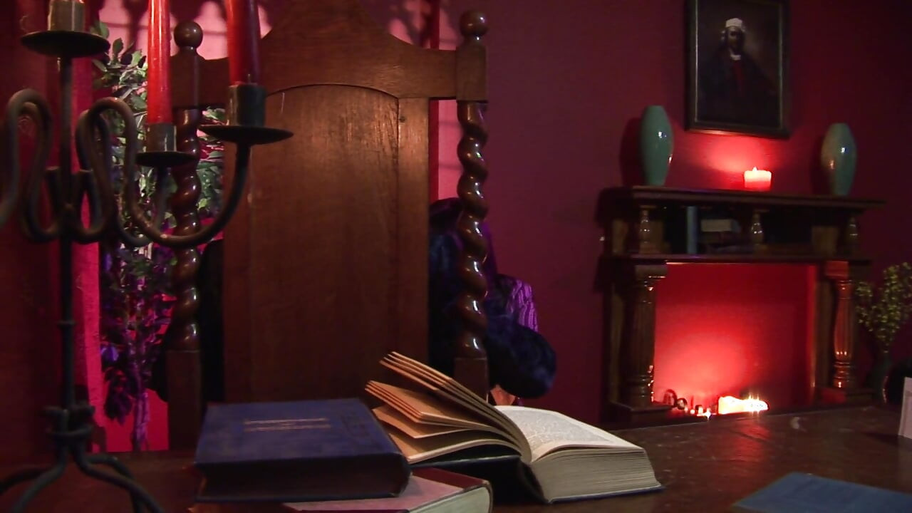 Guy with gloves pounds geeky brunette in stockings on his desk