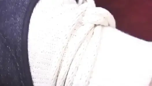 Skinny slut pees on a cup after fucking her cunt