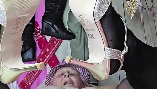 High Heels Whore Gets Fucked by 12 in the Store