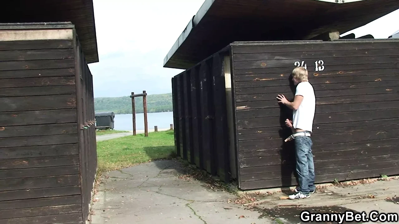 Horny guy fucks 70 year old blonde granny in public