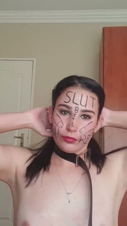 Dirty talking slut degrading herself, body writing | Clip 1