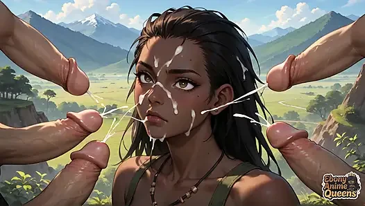 Чернокожая богиня делает минет на улице! Обнаженная, шлюховатая, сексуальная и горячая!