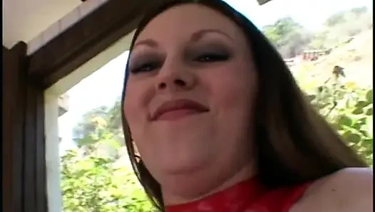 Hot babe Trista Post with great tits and massive keyster in red latex outfit replayed secondhand dealer with interest
