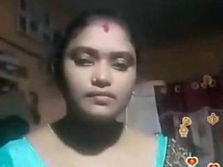 Tamil Indische bbw blauwe zijdeachtige blouse live