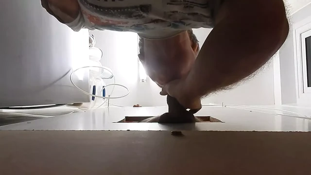 Lovely old man sucking, sucked & fucked in his glory hole