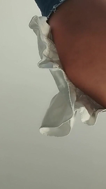 Emotional moment from "Naughty sexy milf tries on naked clothes. Latin hairy pussy tries on clothes in bed."