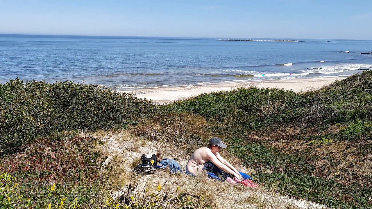 Amateur Nudist Girl: Stripping & Touching Herself on a Quiet Spring Beach in Uruguay