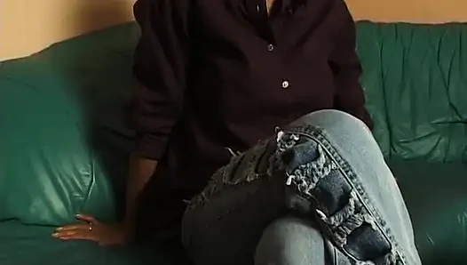 Small titted blonde rubs and fingers her pussy at the casting