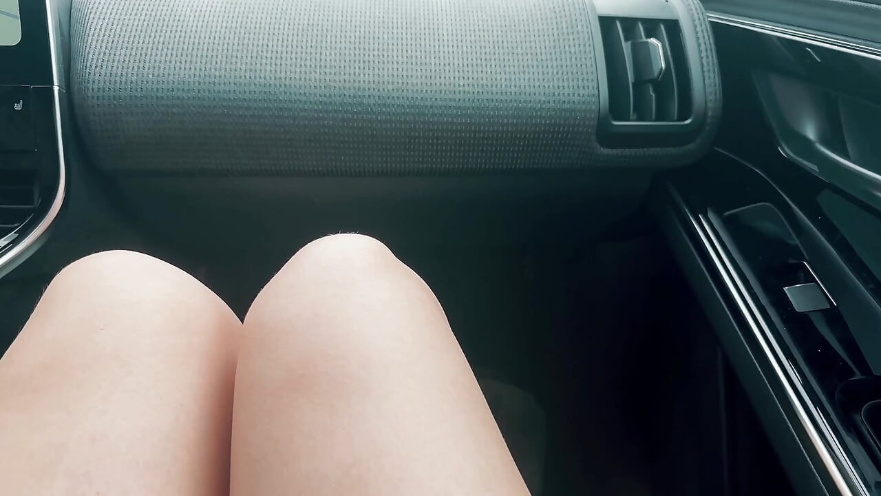 Roadtrip Cum - Foot Tease, New Pussy Piercing and Real Orgasm