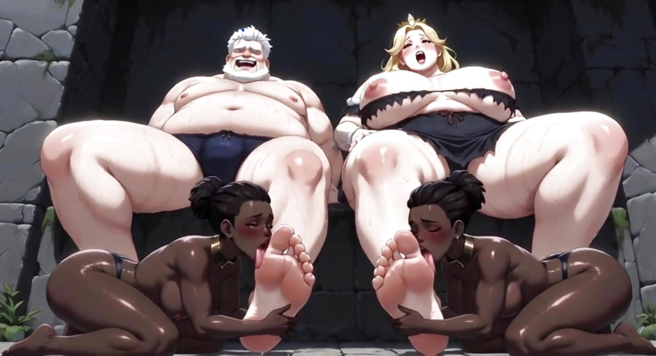 Ebony Slave Licking King and Queen Big Feet - Royal Pleasure