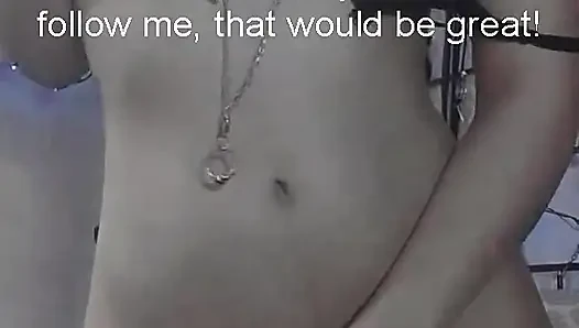 Goth Latina dancing in black lingerie and dildo