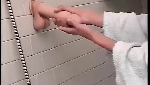 Stunning real amateur chick filmed in the shower