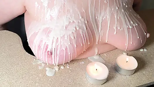 Payudara dengan lilin panas dan kemudian memukul