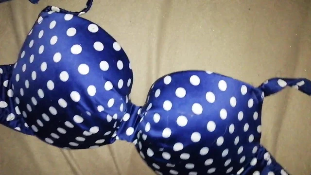 Cum on Blue Satin Bra 32E