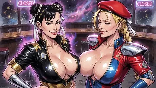 Chun Li ve Cammy ateşli göğüs dekoltesi