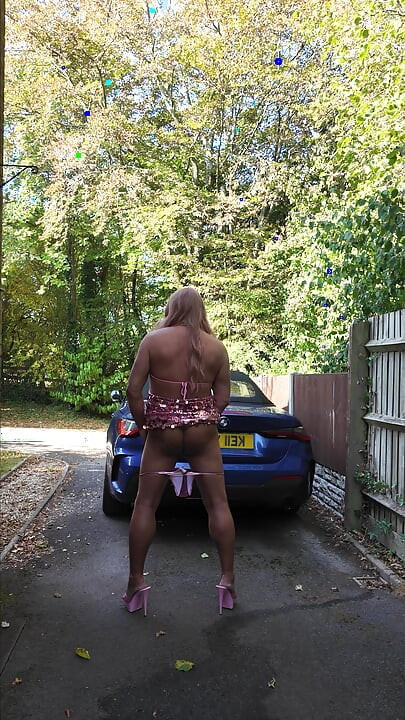 Sexy Crossdresser kellycd2022 in my pink sequin little dress and shiny pink panties