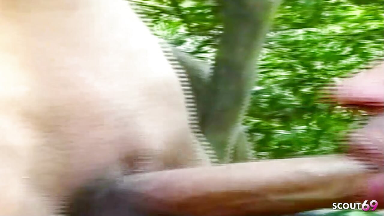 Blonde Tranny Gets Secretly Fucked in the Woods in Her Tight Asshole