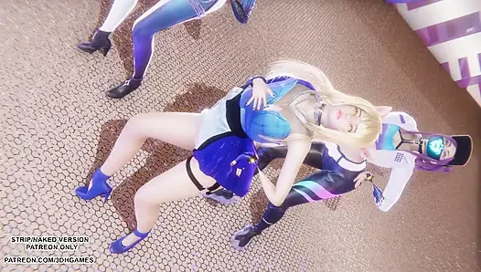 MMD KPop Demon Hunters - HUNTRX - Golden Ahri Akali Kaisa Sexy Kpop Dance League of Legends Hentai Uncensored 4K 60FPS