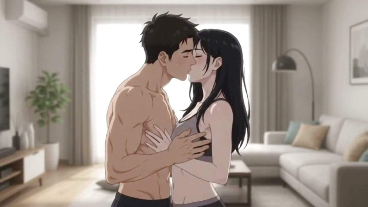 She Caught Me Looking her workout and punish me as blowjob