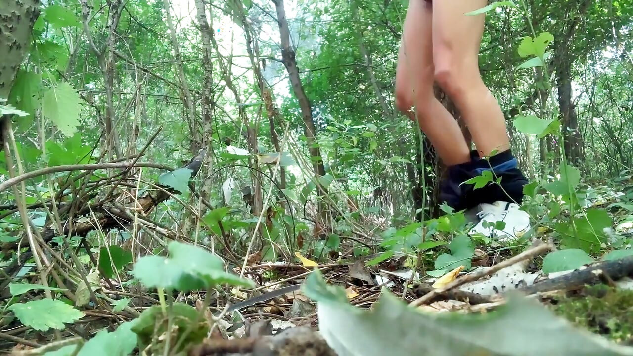 Step on Used Condoms, Bottles, Leaves, Branches and Jerk off - Crush Things and Cum