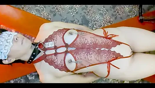 Mayu no91 tıraşlı, cosplay, gırtlağına kadar alma, yaka, gözleri bağlı, 2 deliğe anal boncuklar, fışkırtma, dölleme, sakso temizleme