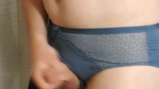 Cumming in DIM blue lingerie set