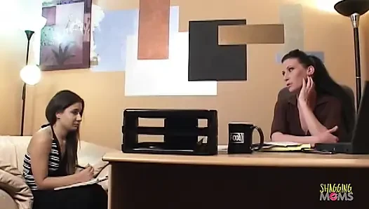 Milf shows a shy budding lesbian how to please her body with a woman
