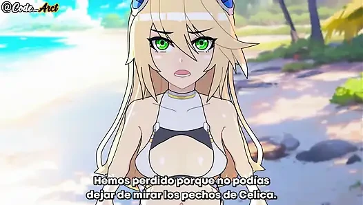 девушки имеют тройнички на пляже и получают большой трах (BlazBlue) (нижняя испанская)
