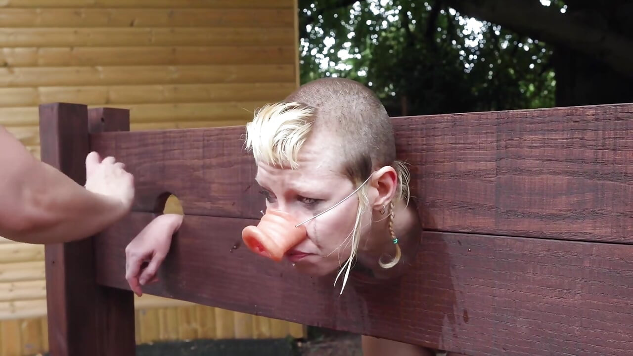 Naked Humiliation Girl Is Put in Stocks & Degraded