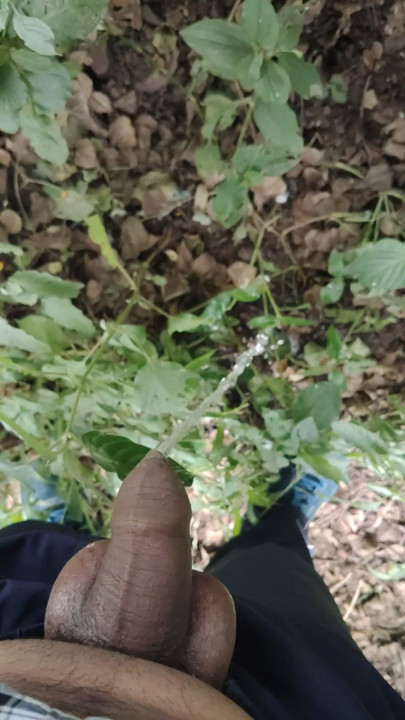 My big cock is pissing outside
