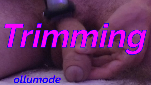 Getting ready to play - Just me trimming the hair around my uncut cock